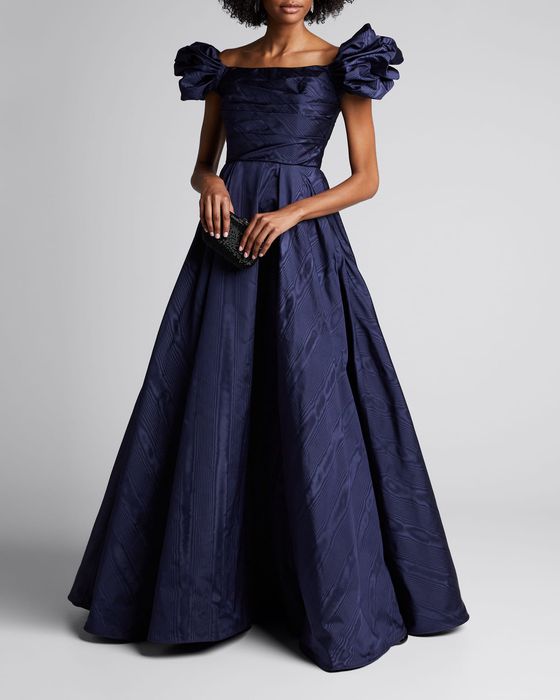 Off-the-Shoulder Puff-Sleeve Gown
