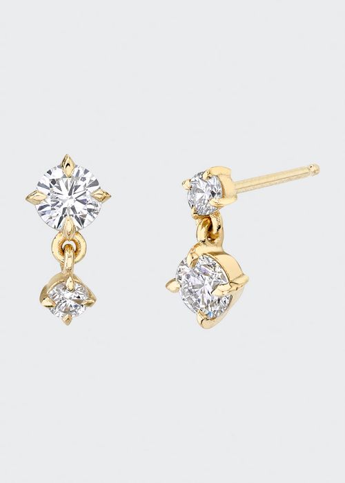 Alternating Double-Drop Diamond Earrings in 18k Yellow Gold