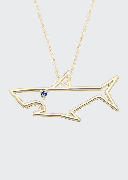 Blue Sapphire Shark Necklace in 9k Gold