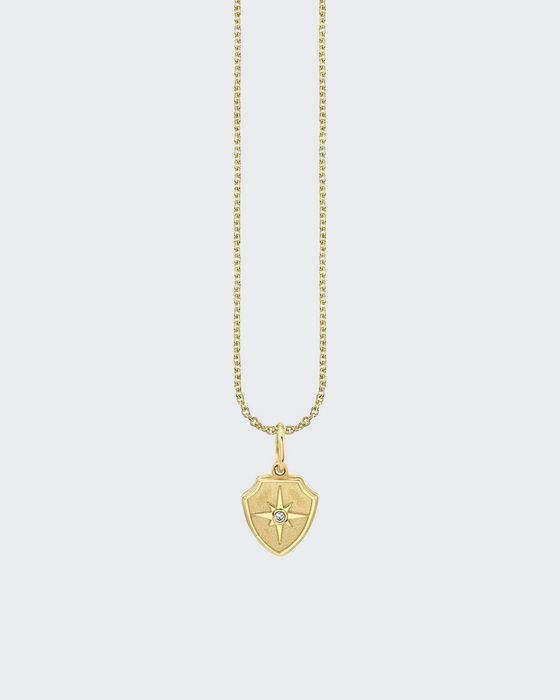 14k Gold Starburst Crest Pendant Necklace
