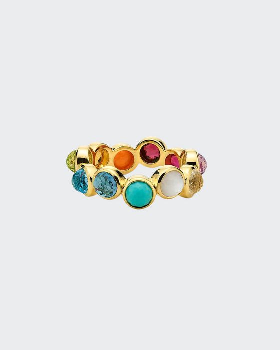 18K Gold Lollipop All-Stone Ring in Rainbow, Size 7