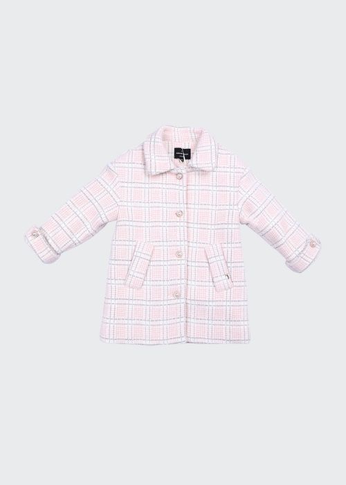 Girl's Plaid Button-Front Coat, Size 4-12