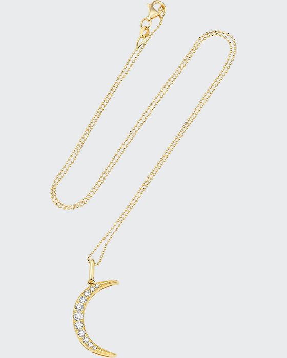 18k Diamond Crescent Moon Necklace