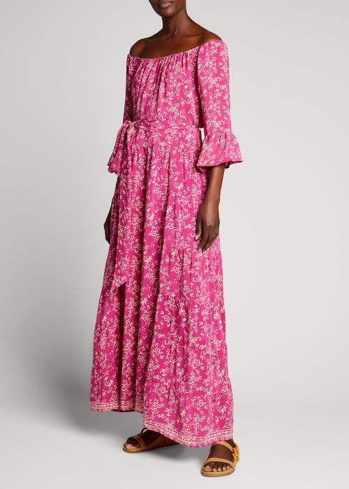 Mesa Silk Botanical-Print Maxi Dress