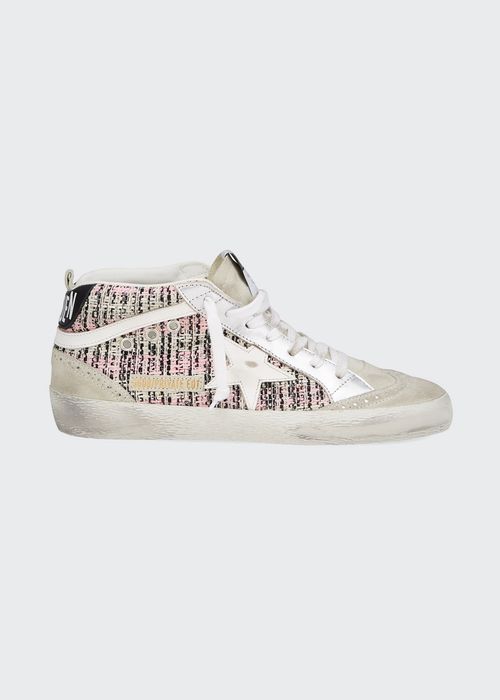 Star Boucle & Laminated Leather Mid-Top Sneakers