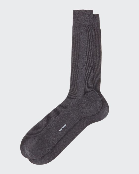 Basic Ribbed Knit Socks, Gray