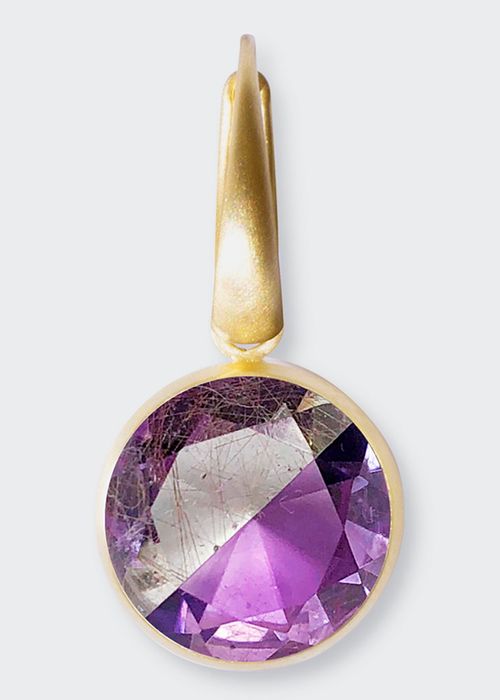 Fused Gems Round Bold Earring with Rutile Quartz and Ametrine, Single