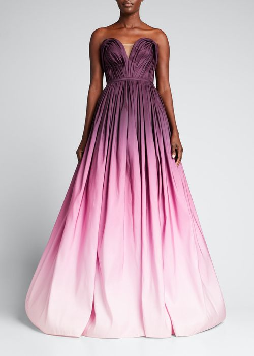 Strapless Ombre Faille Ball Gown