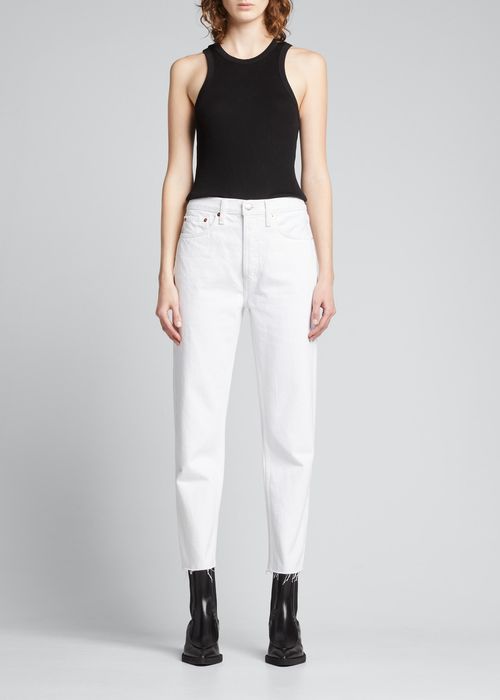 High-Rise Stovepipe Raw-Edge Cropped Jeans