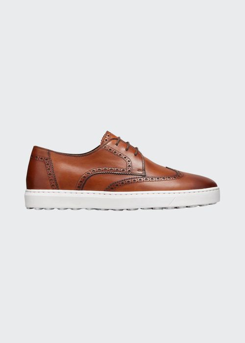 Men's Leather Wing-Tip Low-Top Sneakers