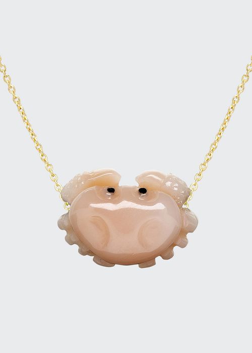 Crab Necklace in Pink Coral