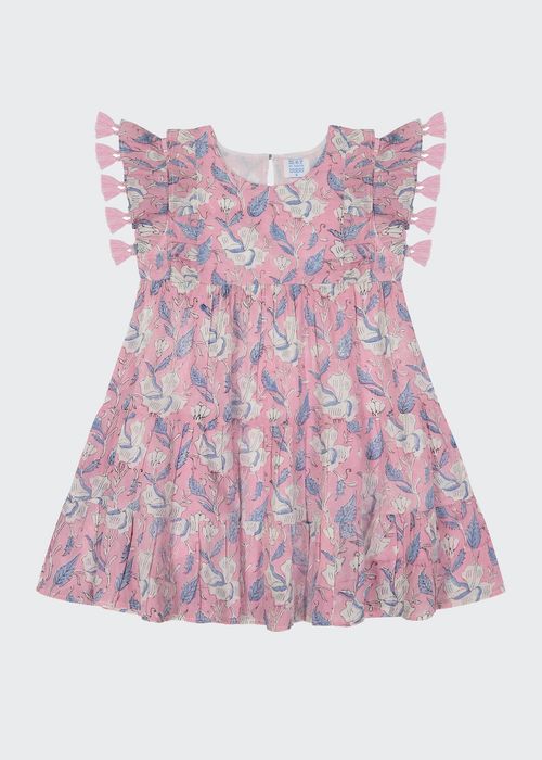 Girl's Sophie Floral-Print Tassel Dress, Size 2-10