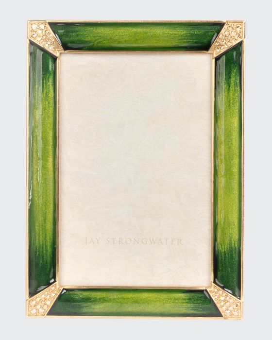 Leland Pave Corner Picture Frame, Emerald, 4" x 6"
