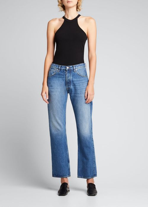 Cropped Washed Denim Jeans