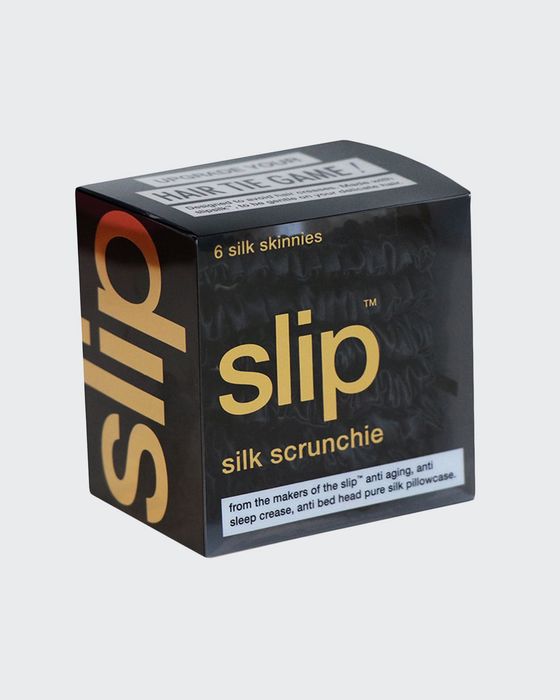 Pure Silk Skinny Scrunchies, 6 Pack