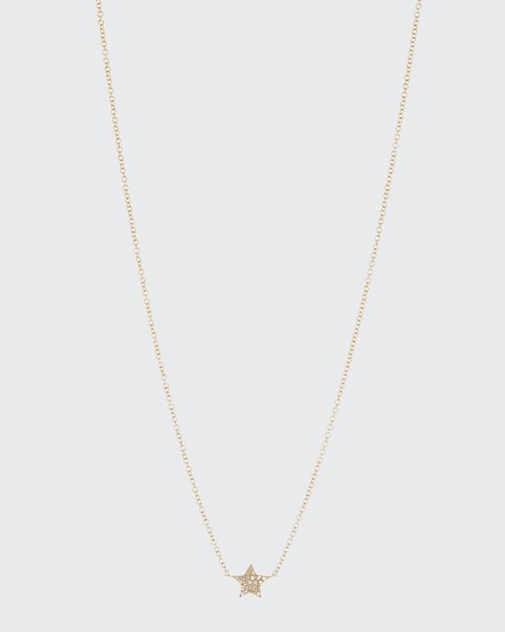 Diamond Star Charm Necklace in 14K Yellow Gold