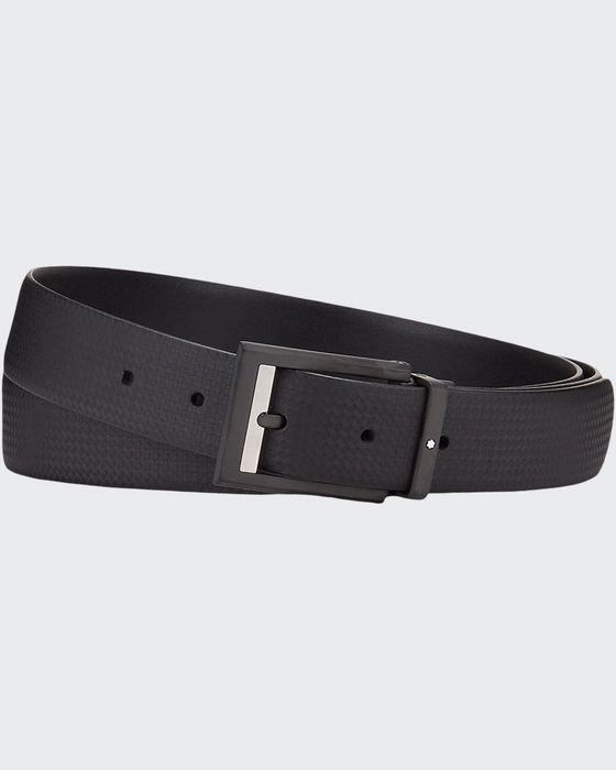 Men's Printed Leather Rectangle-Buckle Belt