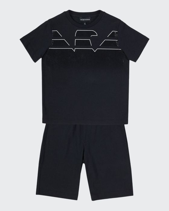 Boy's Eagle Logo Graphic T-Shirt w/ Shorts, Size 4-16