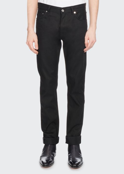 Men's Straight-Leg Cotton Jeans, Black