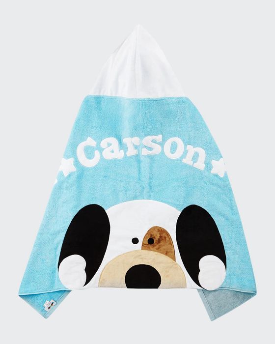 Personalized Peek-a-Boo Puppy Hooded Towel, Blue