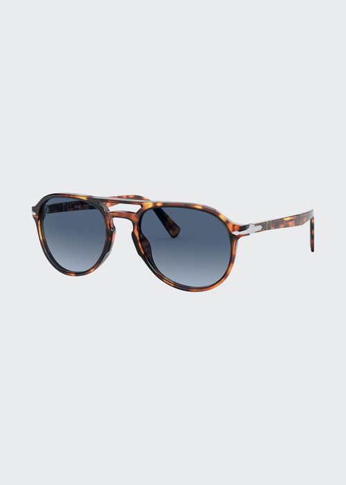Men's Tortoiseshell Double-Bridge Aviator Sunglasses
