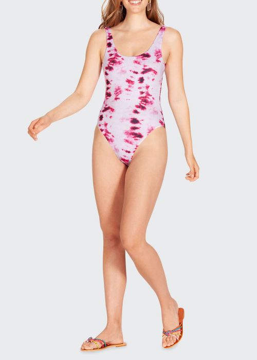 Raspberry Tie-Dye One-Piece Swimsuit