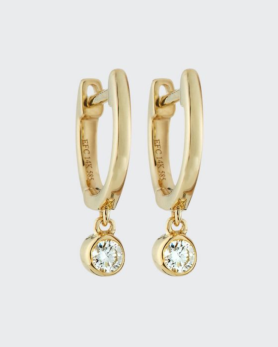 14k Mini Huggie Diamond Drop Earrings