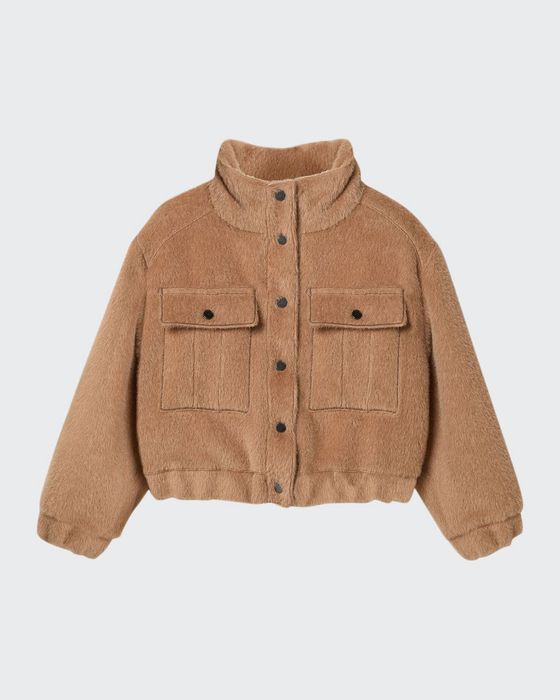 Girl's Alpaca-Wool Utility Jacket, Size 12-14