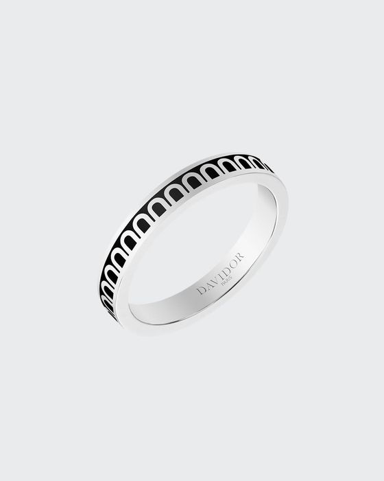 L'Arc de Davidor 18k White Gold Ring - Petite Model, Caviar, Sz. 6.5