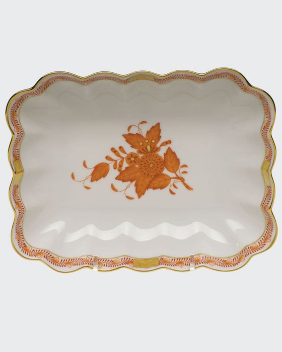 Chinese Bouquet Oblong Dish - Rust