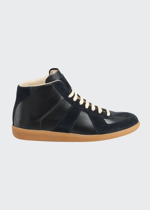Men's Replica Paneled Leather/Suede High-Top Sneakers