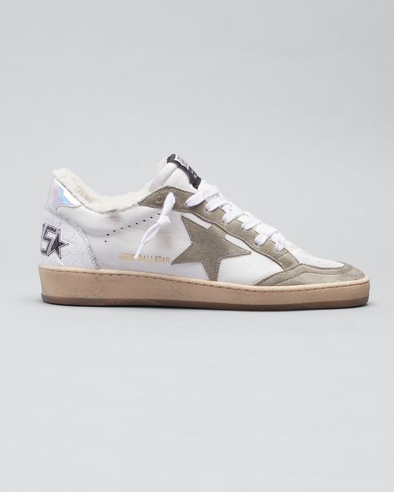 Ballstar Mixed Leather Shearling Court Sneakers