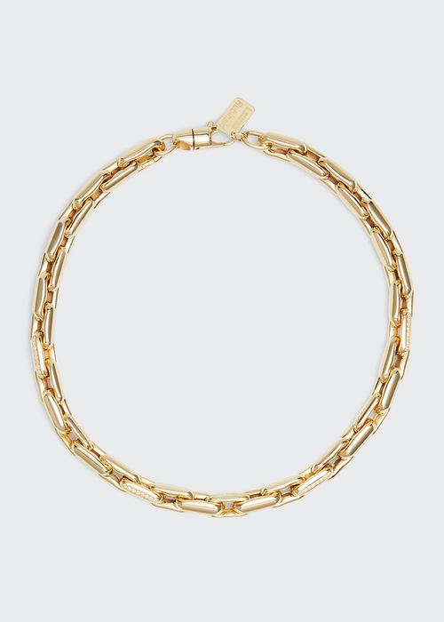LR3 Small Yellow Gold Necklace with White Diamonds, 16"L
