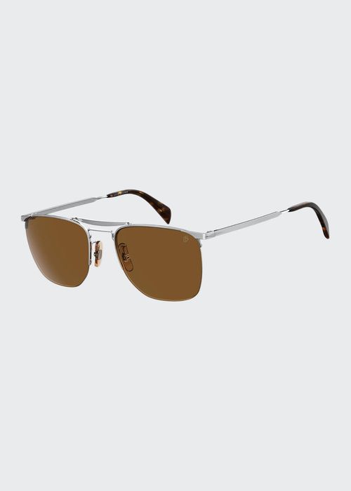 Men's Half-Rim Metal Gradient Square Sunglasses