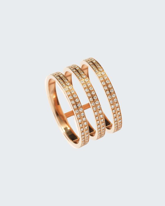 Berbere Three-Row Diamond Ring in 18K Rose Gold