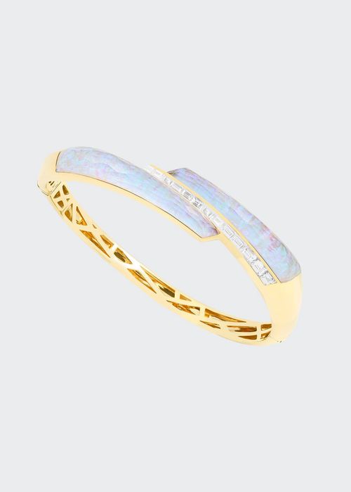 CH2 Shard Bangle in 18K Yellow Gold with White Opalescent Crystal