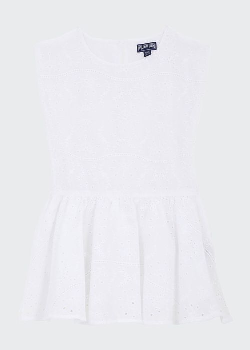 Girl's Broderie Anglaise Fit-and-Flare Dress, Size 2-14