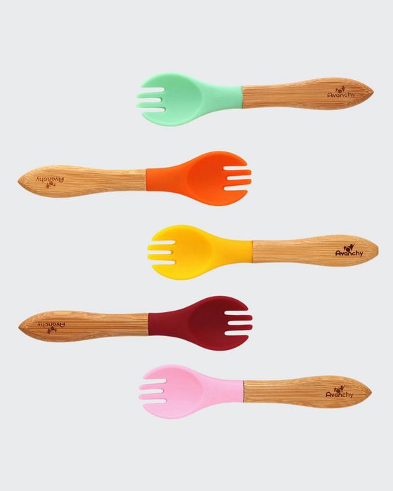 Baby's Bamboo & Silicone Training Forks, Set of 5