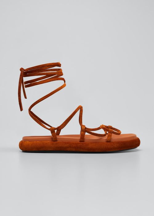 Alba Suede Ankle-Tie Gladiator Sandals