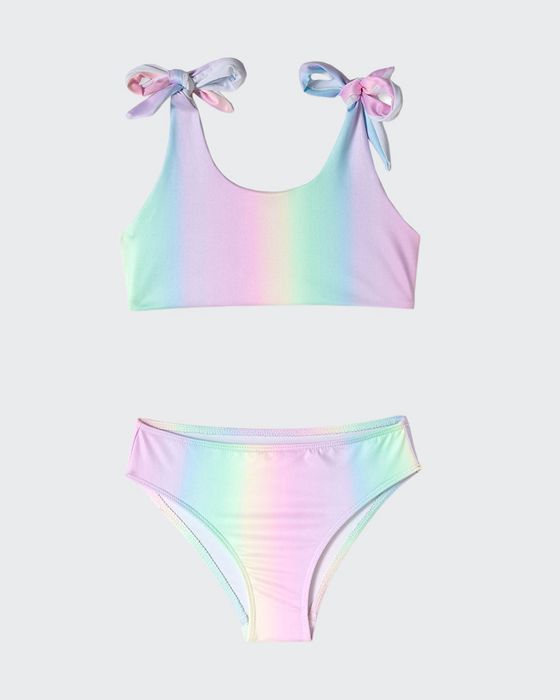 Girl's Pastel Ombre Two-Piece Bikini Swim Set, Size 4-14