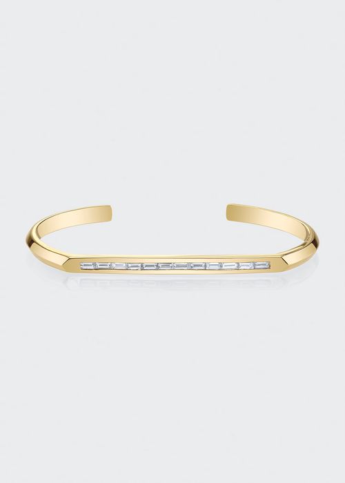 Flat Top Knife-Edge Diamond Cuff Bracelet in 18k Yellow Gold