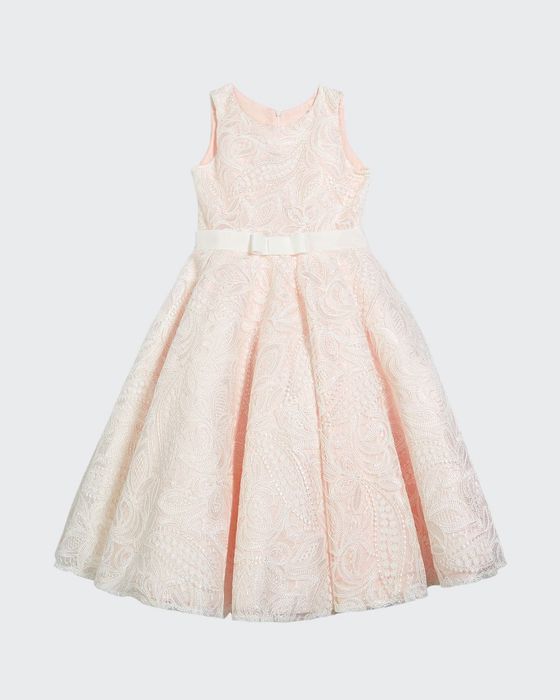 Girl's Gennavieve Lace Pearly Sleeveless Dress, Size 4-10