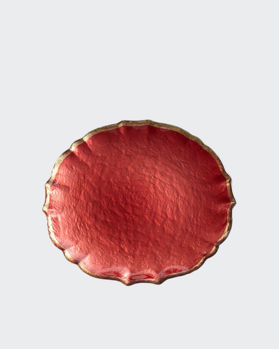 Pastel Glass Salad Plate, Red