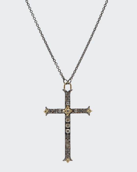 Old World Diamond Large Cross Pendant Necklace