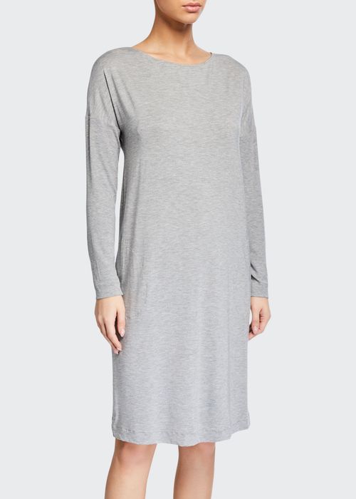 Natural Elegance Long-Sleeve Nightgown with Pockets