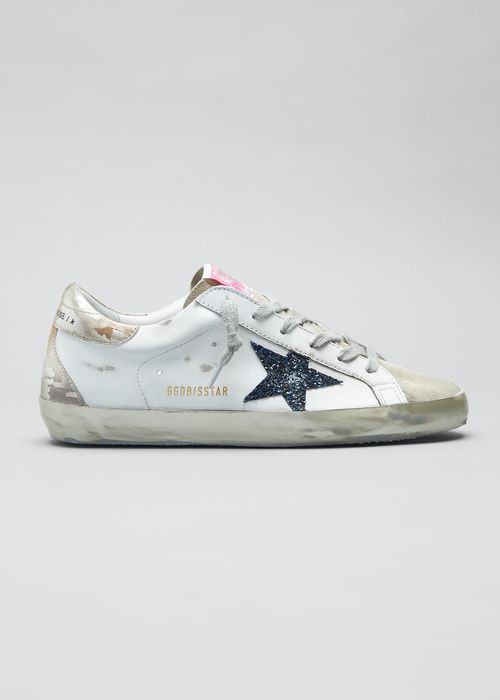 Super-Star Leather Sneakers with Suede Toe Glitter Star Laminated Camouflage Print Leather Heel And Spur