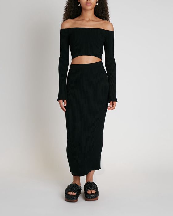 Body-Con Ribbed Wool-Cashmere Skirt