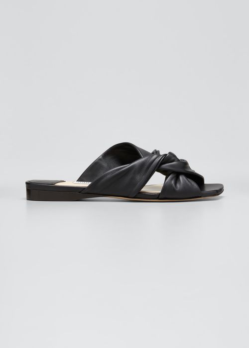 Narisa Knotted Leather Flat Sandals