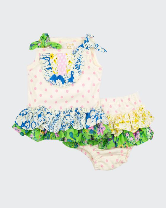 Girl's Daisy Bloom Party 2-Piece Bloomers Set, Size Newborn-24M