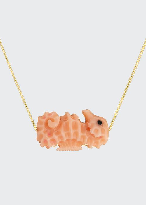 Seahorse Necklace in Pink Coral